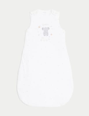 M&S Pure Cotton Born In 2024 2.5 Tog Sleeping Bag (0-18 Mths) - 0-6 M - White Mix, White Mix