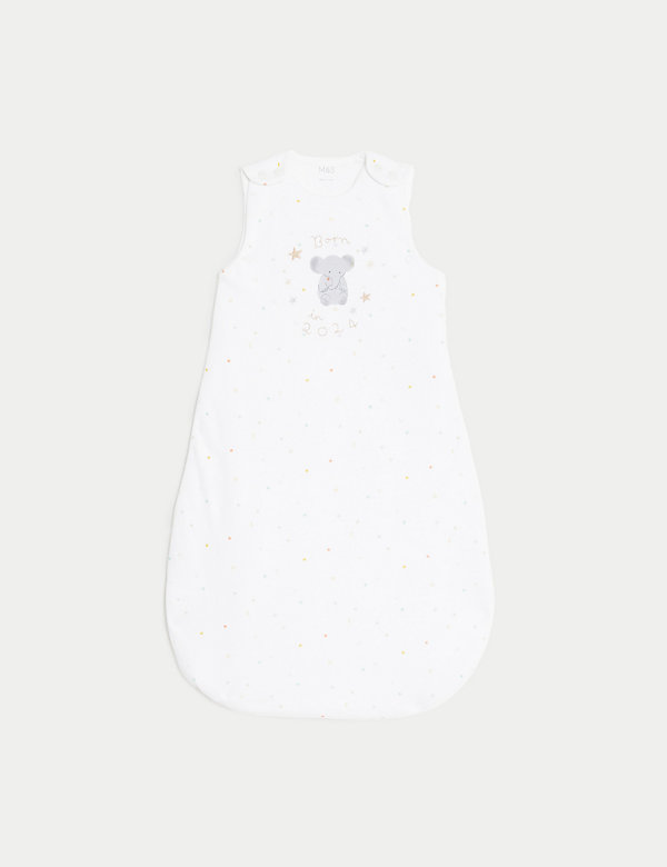 Pure Cotton Born In 2024 2.5 Tog Sleeping Bag (0-18 Mths) - DK