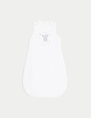 M&S Pure Cotton Born In 2024 2.5 Tog Sleeping Bag (0-18 Mths) - 0-6 M - White Mix, White Mix