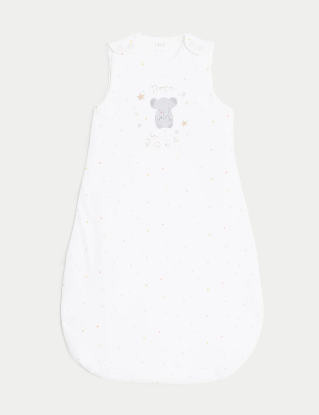 Pure Cotton Born In 2024 2.5 Tog Sleeping Bag (0-18 Mths)