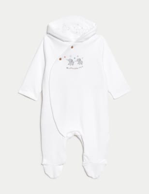 

Unisex,Boys,Girls M&S Collection Pure Cotton Hooded Elephant All in One (7lbs-1 Yrs) - White Mix, White Mix