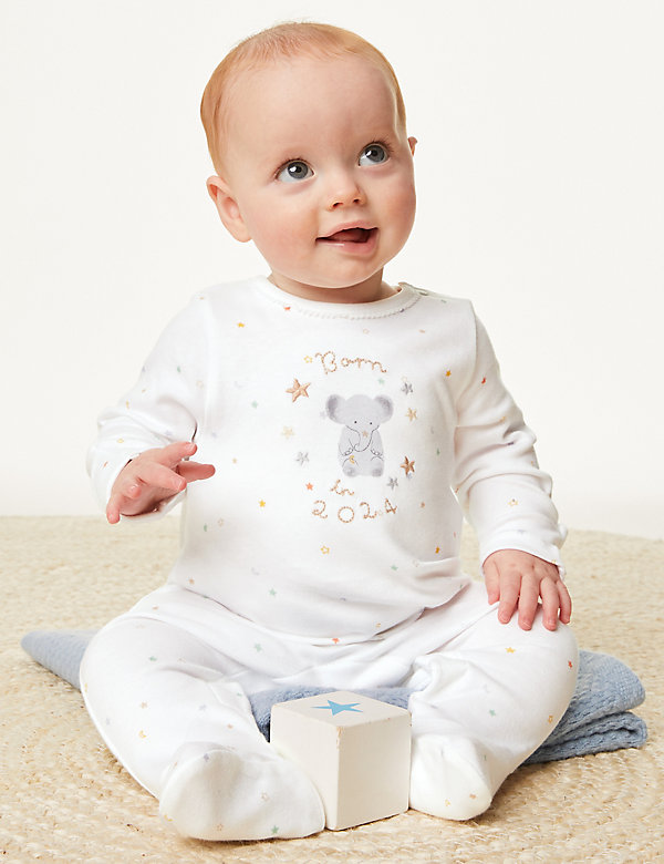 Pure Cotton Born In 2024 Sleepsuit (7lbs-9 Mths) - BE