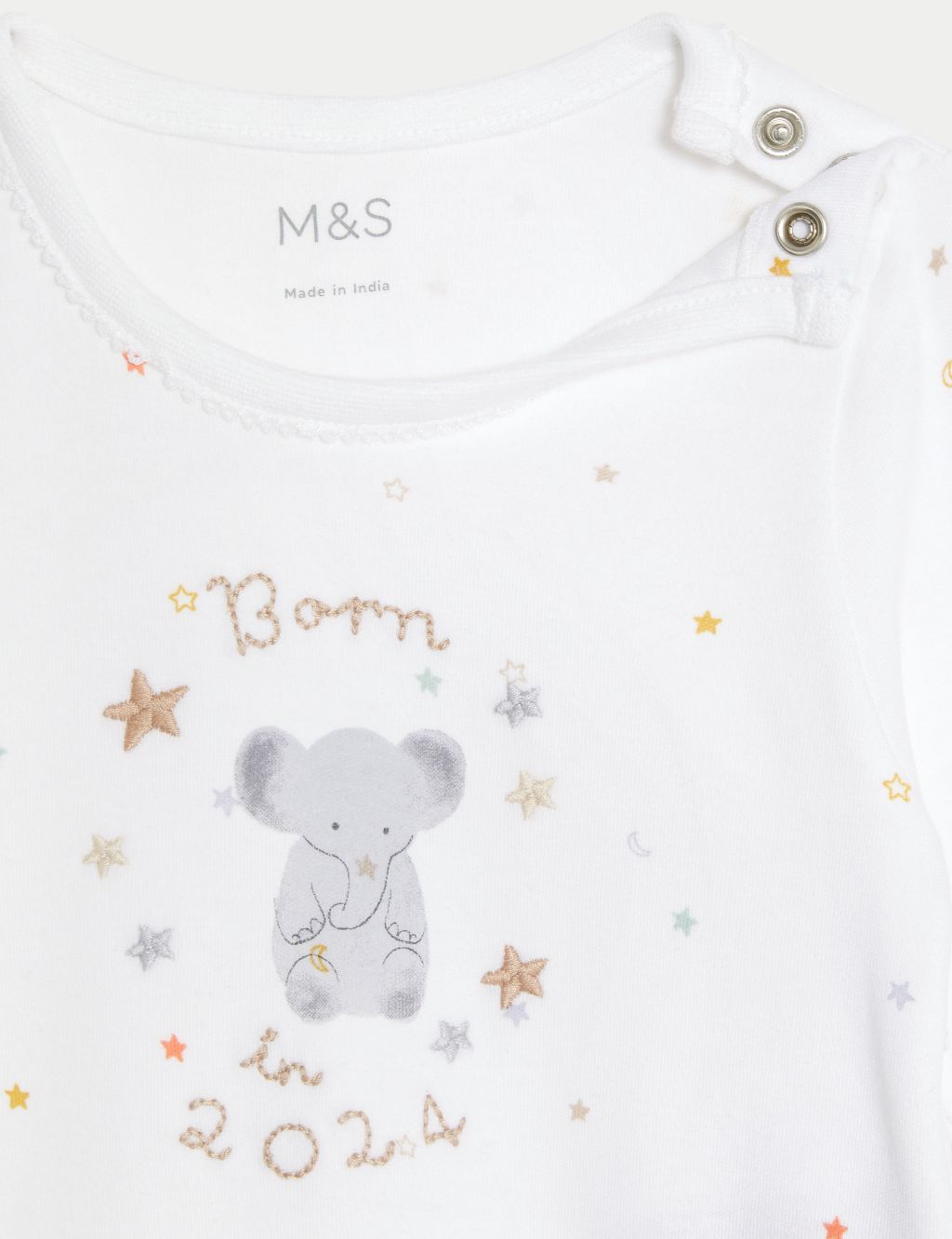 Pure Cotton Born In 2024 Sleepsuit (7lbs-9 Mths) image 5