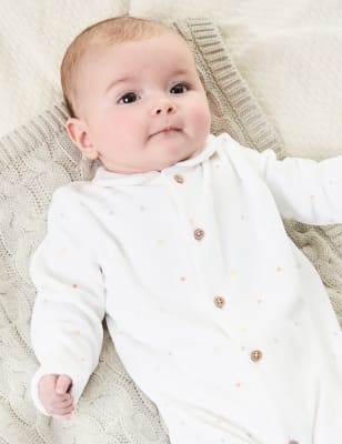 Cotton Rich Velour Stars Sleepsuit (0-12 Mths) - LV