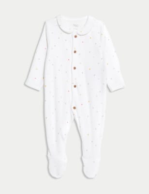 Cotton Rich Velour Stars Sleepsuit (0-12 Mths)