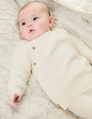 M&S 2pc Knitted Outfit (7lbs-1 Yrs) - 1 M - Nude, Nude