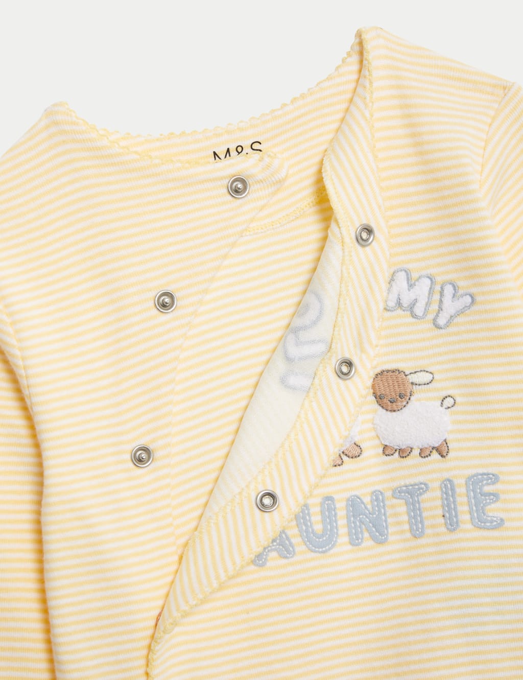 Pure Cotton Striped Auntie Sleepsuit (7lbs-9 Mths) image 3