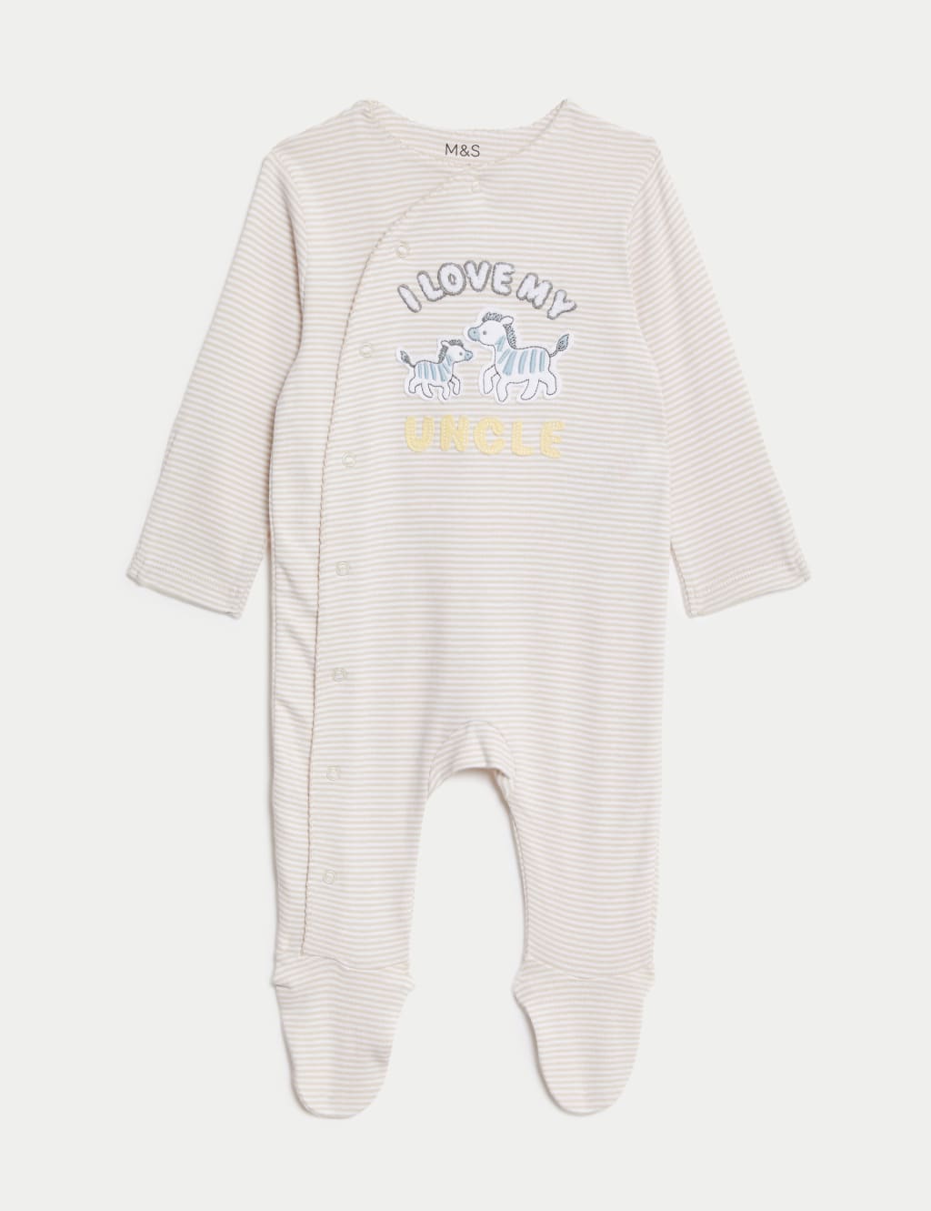 Pure Cotton Striped Uncle Slogan Sleepsuit (7lbs-9 Mths) image 2