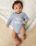 Pure Cotton It's A Boy Slogan Bodysuit (0-3 Mths)