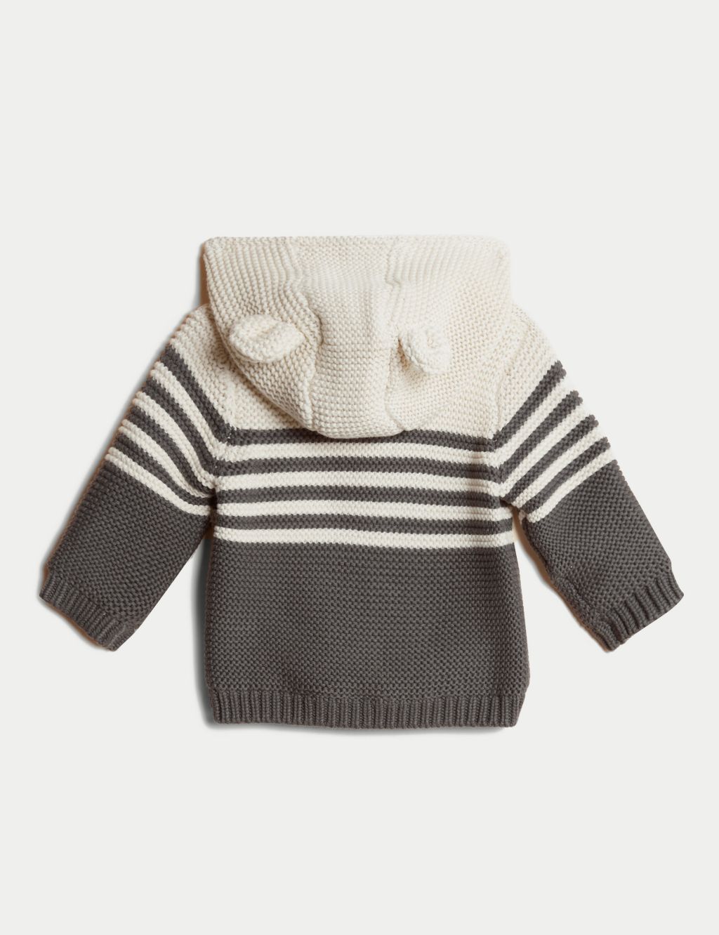 Pure Cotton Knitted Chunky Striped Cardigan (0-3 Yrs) image 2