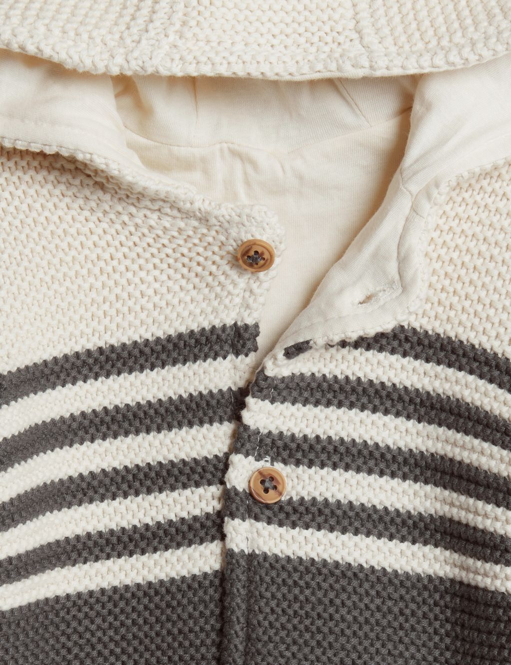 Pure Cotton Knitted Chunky Striped Cardigan (0-3 Yrs) image 3