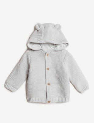 Pure Cotton Chunky Knitted Cardigan (0-3 Yrs)