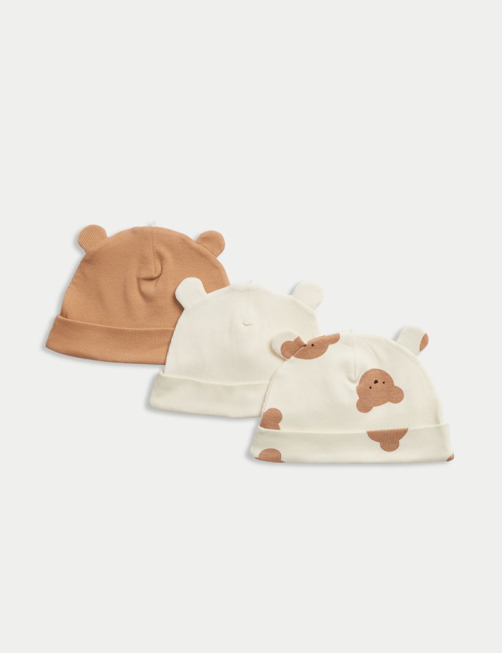 3pk Cotton Rich Bear Hats (0-1 Yrs)
