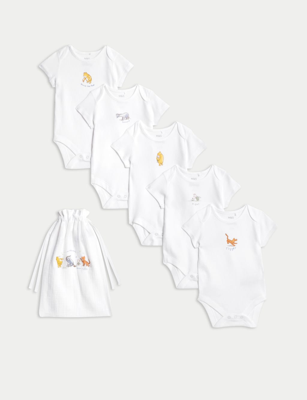 5pk Pure Cotton Winnie the Pooh™ Bodysuits (6½lbs-3 Yrs)