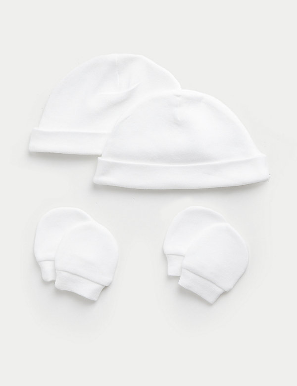 Lot de 2&nbsp;paires de moufles avec bonnet pour prématurés (1,3&nbsp;kg à 1,8&nbsp;kg) - FR