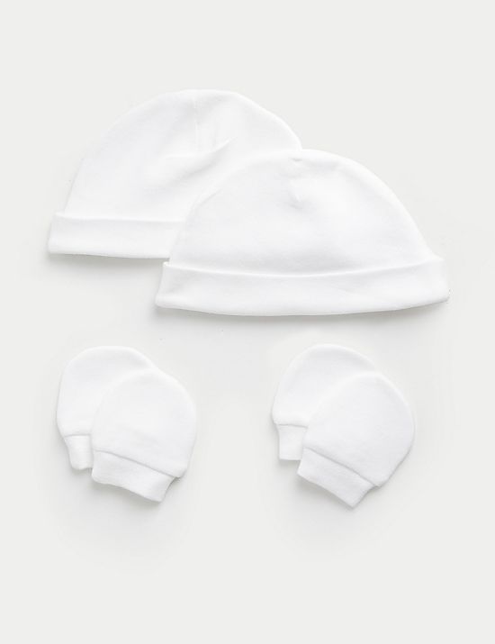 Lot de 2&nbsp;paires de moufles avec bonnet pour prématurés (1,3&nbsp;kg à 1,8&nbsp;kg)