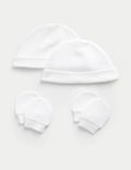 عبوة من 2 طقم من القبعات والقفازات للأطفال الخدج (3 أرطال-4 أرطال)