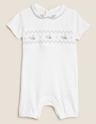 

Unisex,Boys,Girls M&S Collection Cotton Blend Whale Romper (7lbs - 12 Mths) - White, White