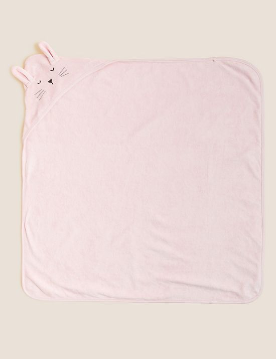 Katoenrijke handdoek met capuchon en konijnmotief