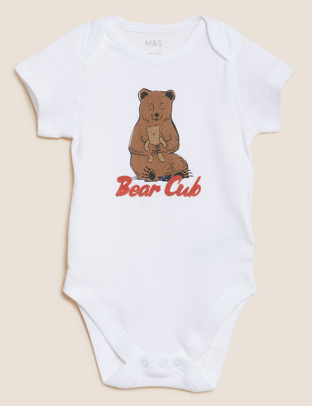Pure Cotton Bear Cub Slogan Bodysuit (7lbs - 12 Mths)