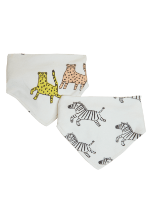 

Unisex,Boys,Girls M&S Collection 2pk Cotton Animal Dribble Bibs - Cream Mix, Cream Mix