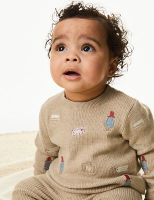 M&S 2pc Paddington Knitted Outfit (0-12 Mths) - 1 M - Brown Mix, Brown Mix