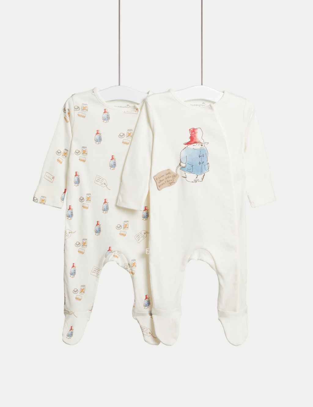 2pk Pure Cotton Paddington™ Sleepsuits (7lbs-1 Yrs)