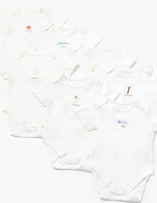 7pk Pure Cotton Printed Bodysuits (6½lbs-3 Yrs) - AT