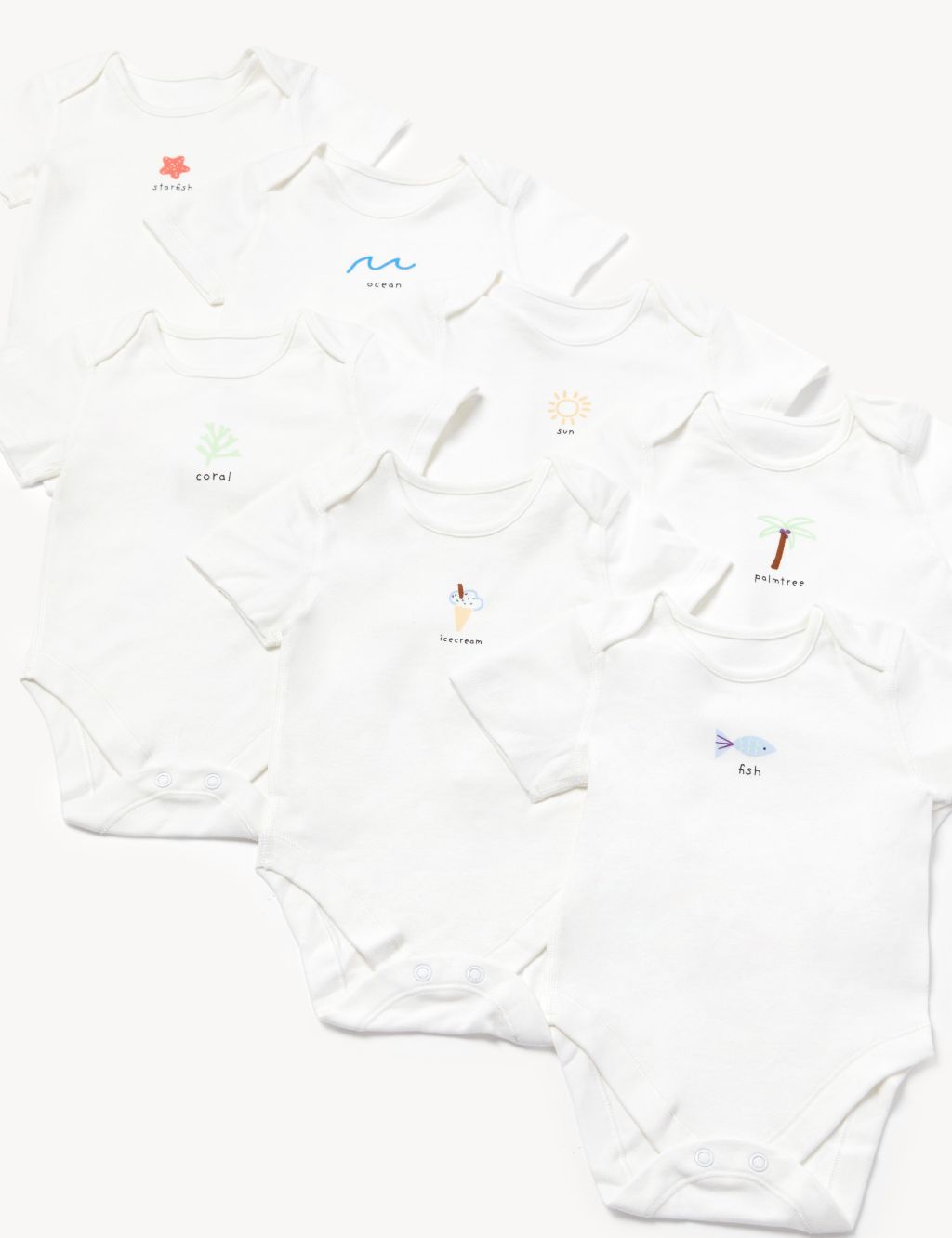 7pk Pure Cotton Printed Bodysuits (6½lbs - 3 Yrs) image 1
