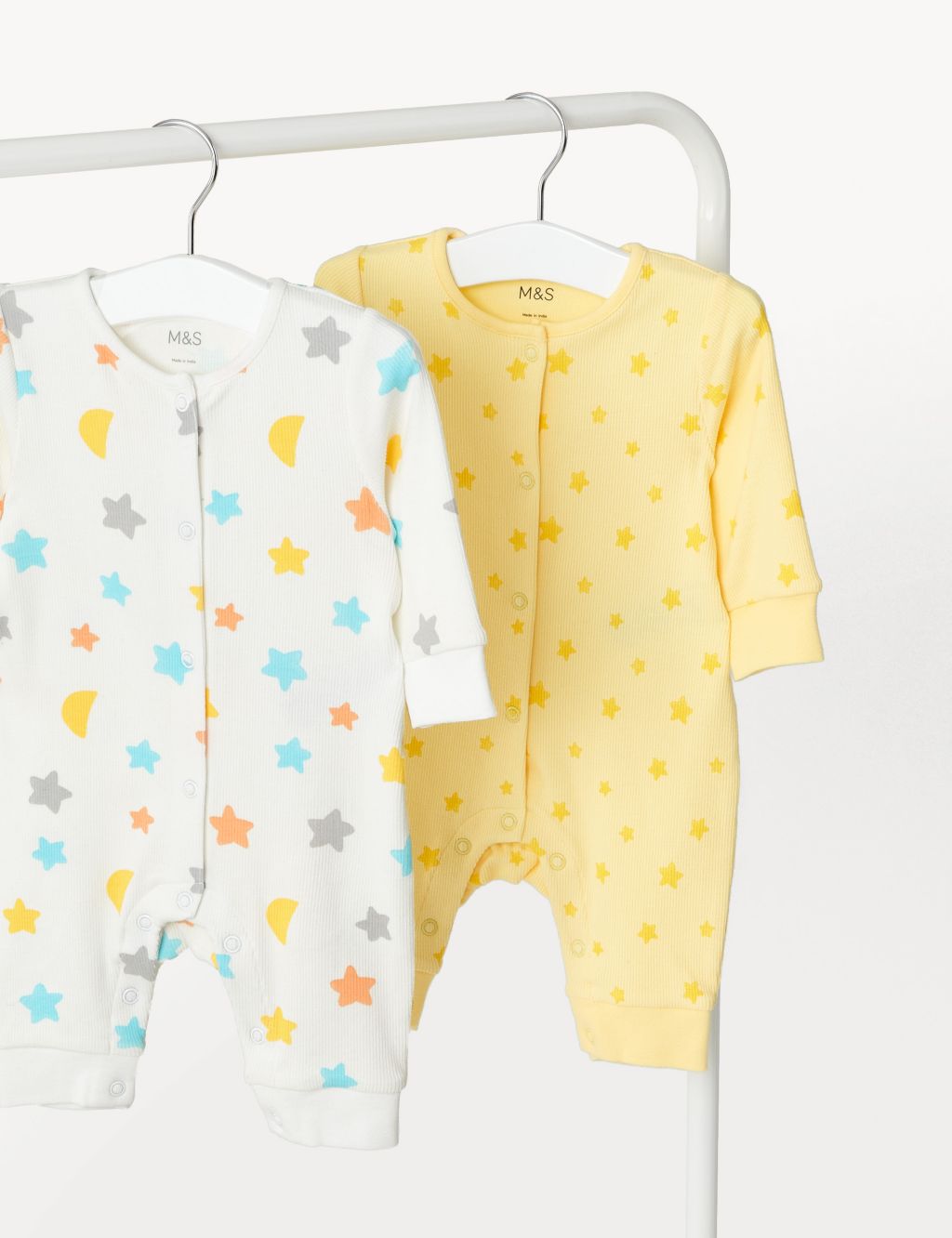 2pk Cotton Rich Stars Sleepsuits (6½lbs-3 Yrs) image 1