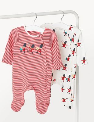 

Unisex,Boys,Girls M&S Collection 2pk Pure Cotton Soldiers Sleepsuits (0-3 Yrs) - Red Mix, Red Mix