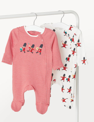 

Unisex,Boys,Girls M&S Collection 2pk Pure Cotton Soldiers Sleepsuits (0-3 Yrs) - Red Mix, Red Mix