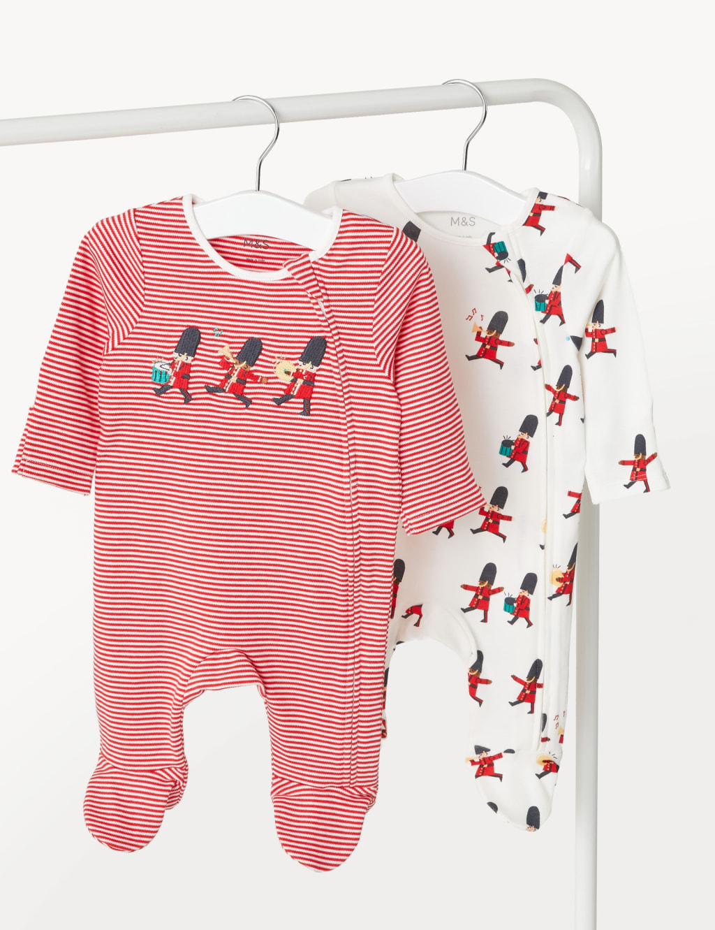 2pk Pure Cotton Soldiers Sleepsuits (0-3 Yrs) image 1