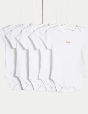 5pk Pure Cotton Motif Bodysuits (0-3 Yrs)