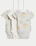 3pk Pure Cotton Lion Bodysuits (6½lbs-3 Yrs)