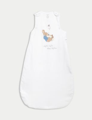 M&S Pure Cotton 1.5 Tog Peter Rabbit Sleeping Bag (0-36 Mths) - 0-6 M - White Mix, White Mix
