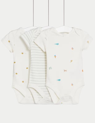 

Unisex,Boys,Girls 3pk Pure Cotton Printed Bodysuits (0 - 3 Yrs) - White Mix, White Mix