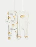 Pack de 2 pijamas para bebé 100% algodón con estampado de leones (0-3&nbsp;años)