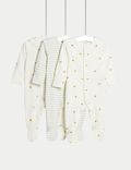 3pk Pure Cotton Printed Sleepsuits (6½lbs-3 Yrs)
