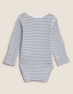 Pure Cotton Striped Teddy Bear Bodysuit (7lbs - 12 Mths)