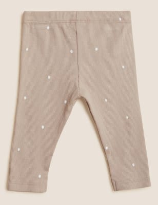 

M&S Collection Gepunktete Leggings mit hohem Baumwollanteil (3,2 kg - 12 M.) - Biscuit, Biscuit