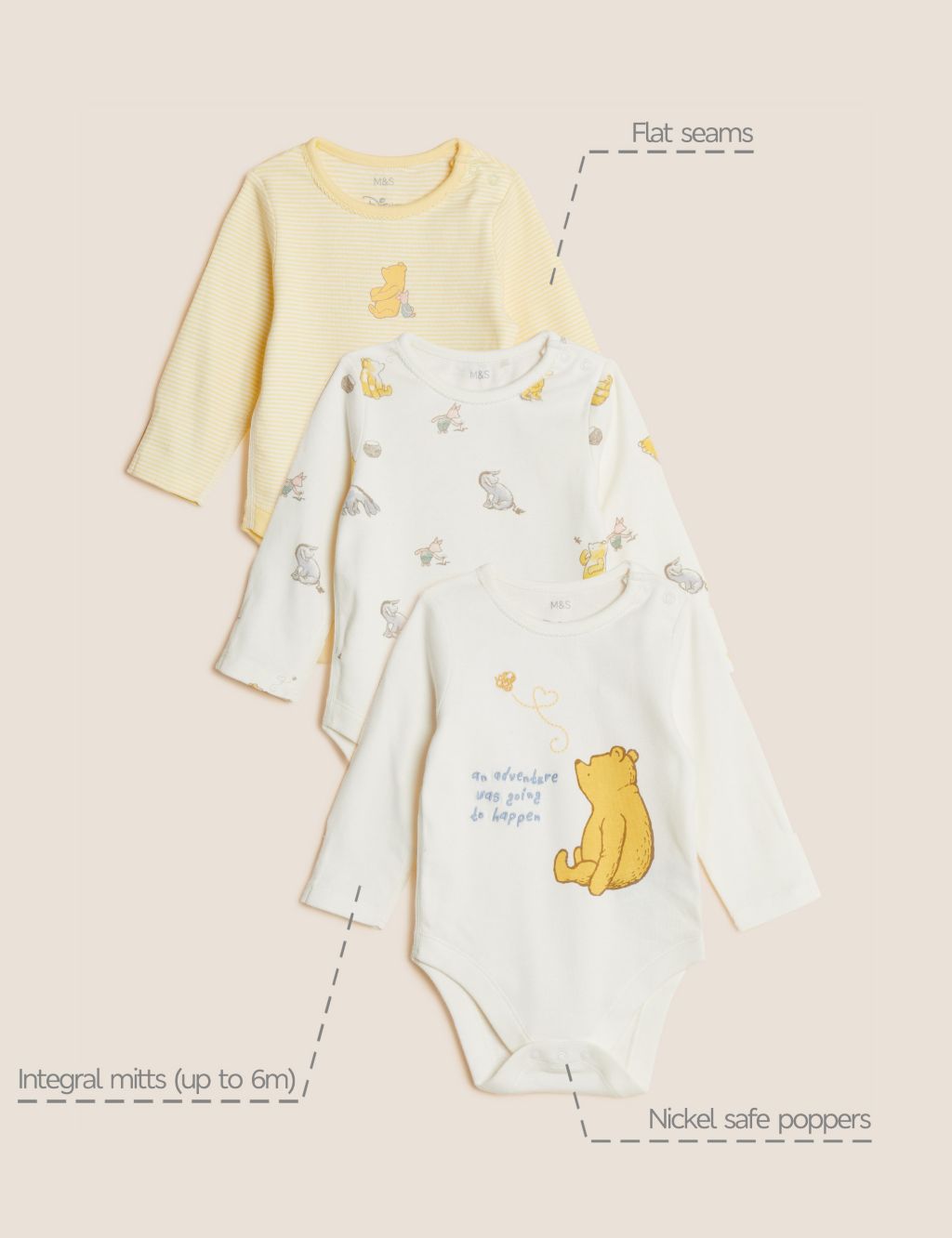 3pk Pure Cotton Winnie the Pooh™ Bodysuits (0-3 Yrs) image 10
