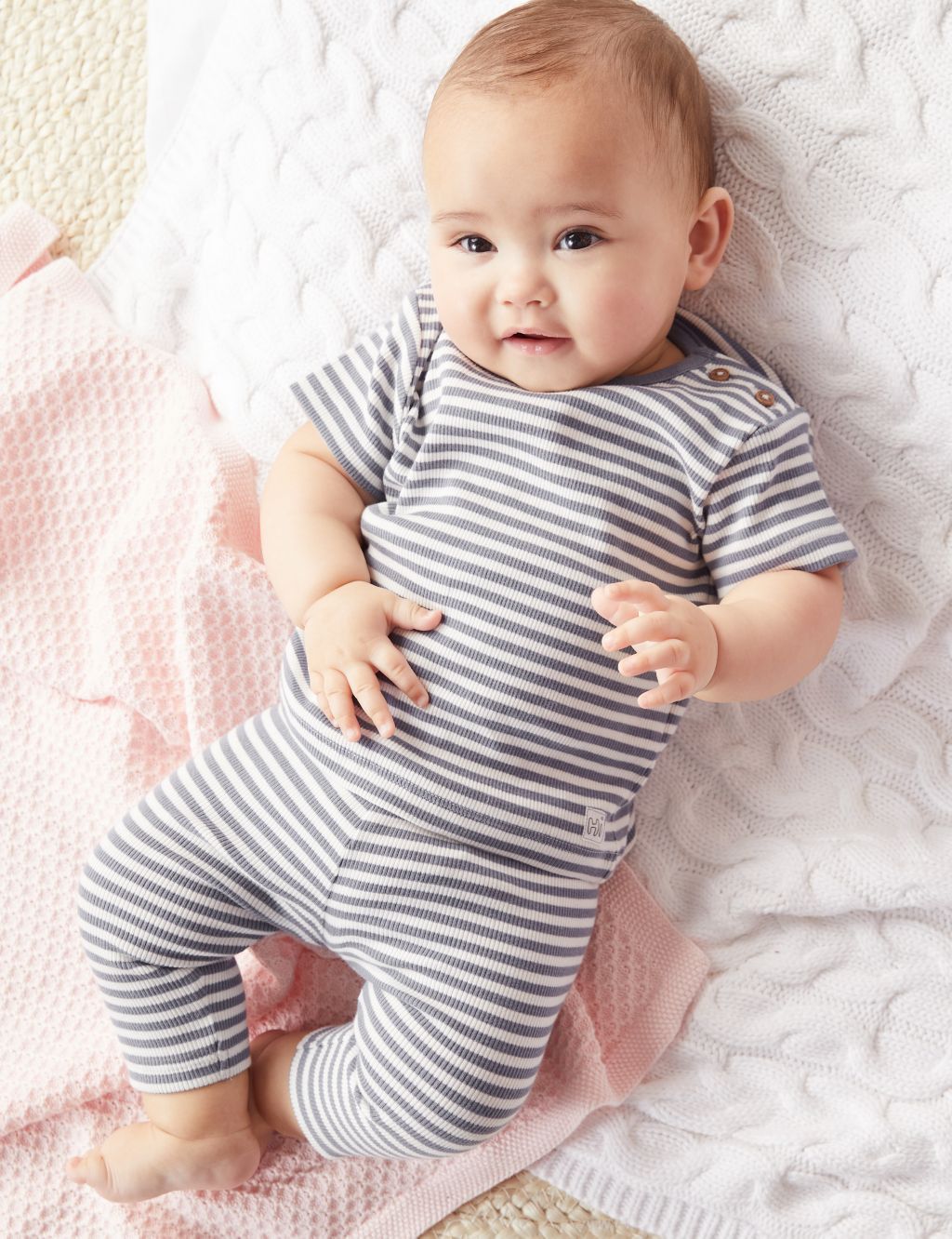 Cotton Rich Striped Ribbed Leggings (7lbs - 12 Mths) image 1