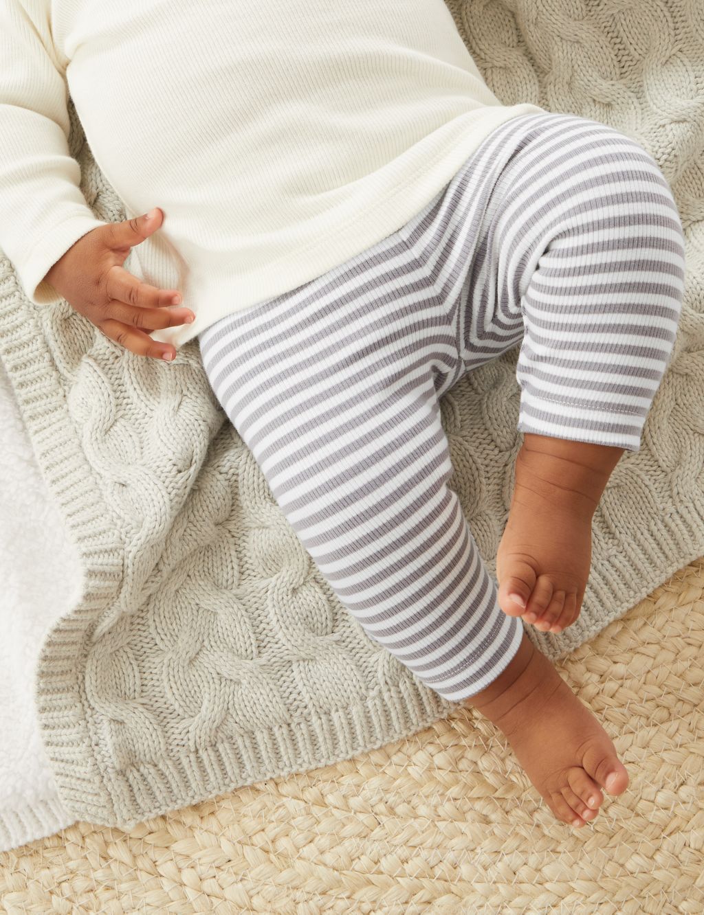 Cotton Rich Striped Ribbed Leggings (7lbs - 12 Mths) image 6