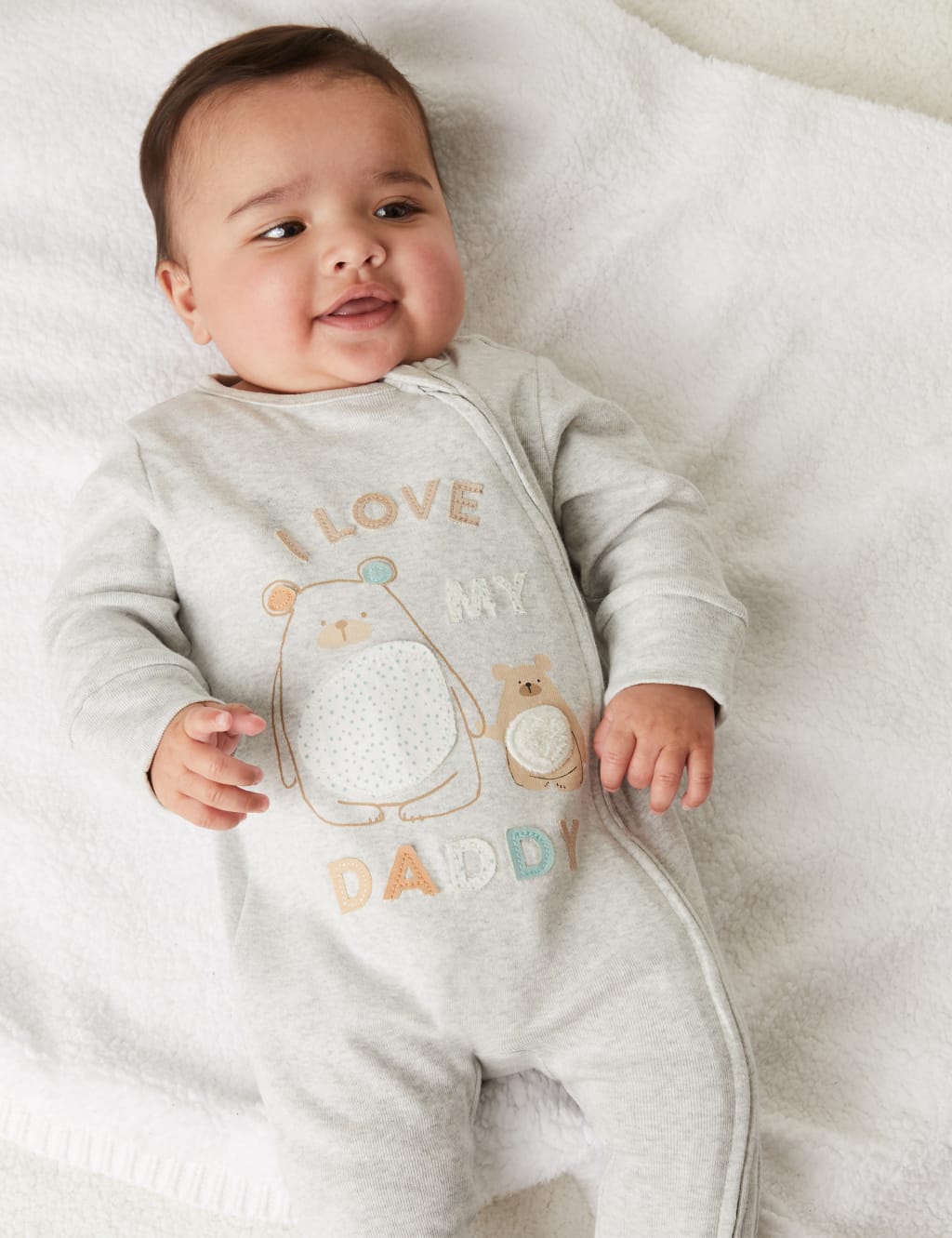 Pure Cotton I Love Daddy Slogan Sleepsuit (7lbs - 12 Mths) image 1