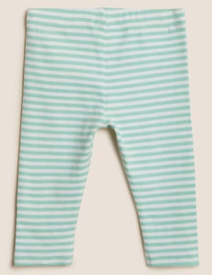 

M&S Collection Gestreifte Leggings mit hohem Baumwollanteil (3,2 kg - 12 M.) - Light Mint, Light Mint