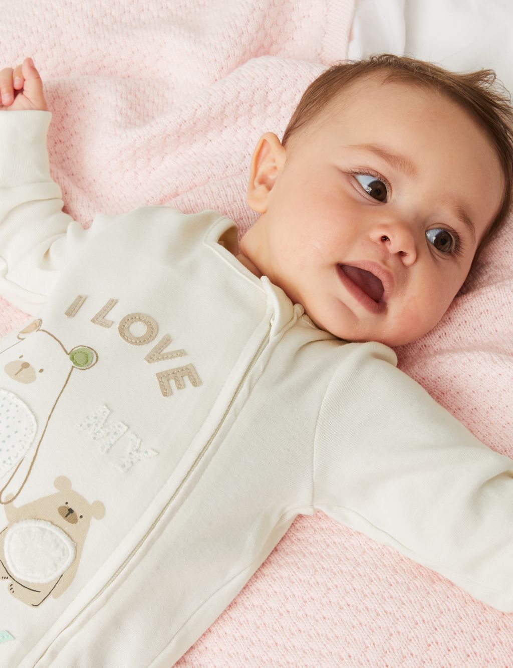 Pure Cotton I Love Mummy Slogan Sleepsuit (7lbs - 12 Mths) image 6