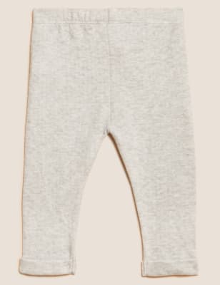 

M&S Collection Leggings 100% algodón de pointelle (7 lbs-1 año) - Grey Marl, Grey Marl