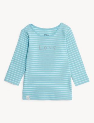 

Unisex,Boys,Girls M&S Collection Cotton Rich Striped Love Slogan T-Shirt (7lbs - 12 Mths) - Turquoise Mix, Turquoise Mix