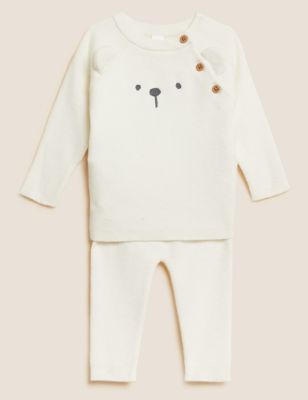 2pc Knitted Bear Hug Outfit (7lbs-12 Mths) - GR
